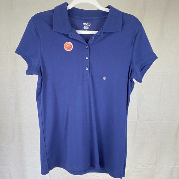 NWT IZOD Women's Blue Short Sleeve Polo Shirt Sized Large - Picture 2 of 8